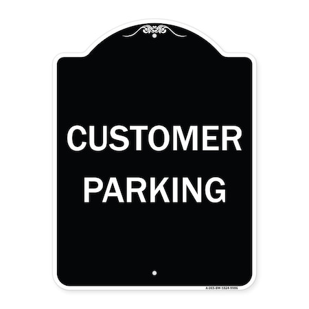 Signmission Designer Series Sign-Customer Parking, Black & White Heavy-Gauge Aluminum, 24" x 18", BW-1824-9986 A-DES-BW-1824-9986